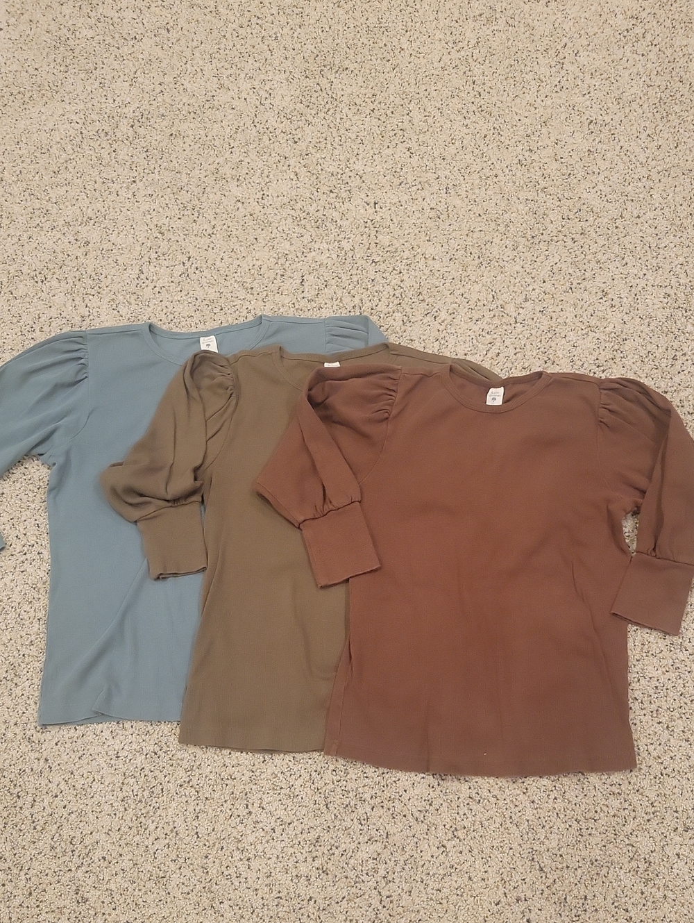 Kate Quinn Puff Sleeve Blouses Brown Teal Green Organic Cotton Small Xsmall